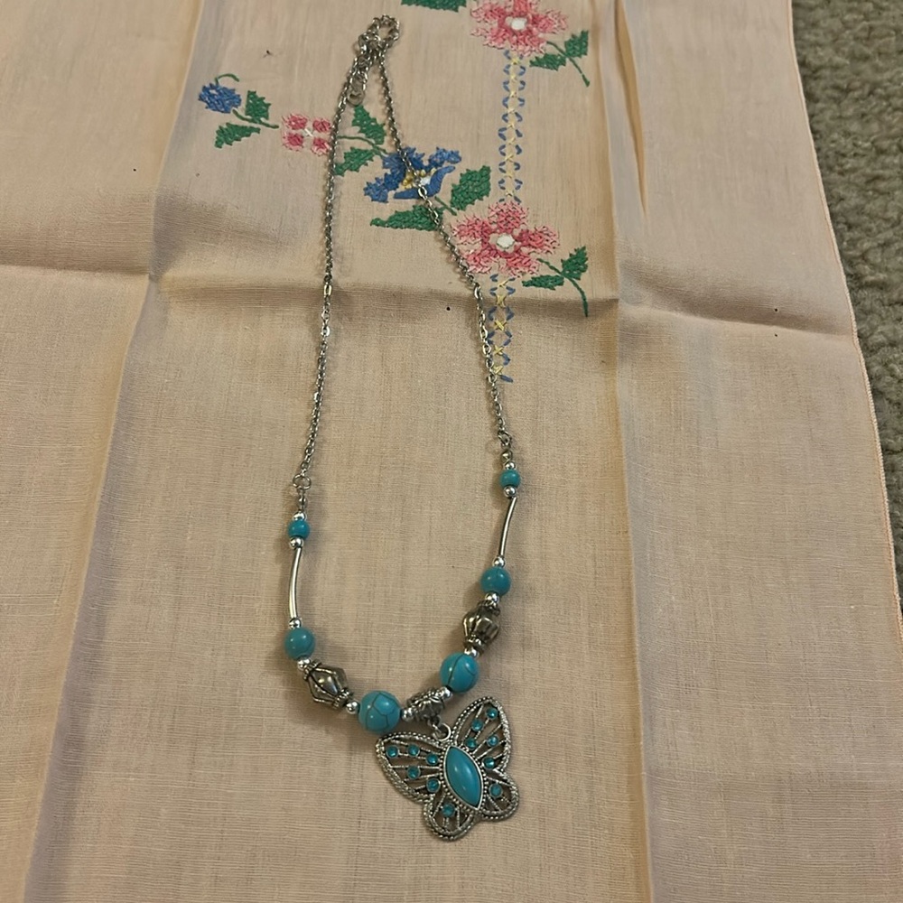 Turquoise butterfly necklace